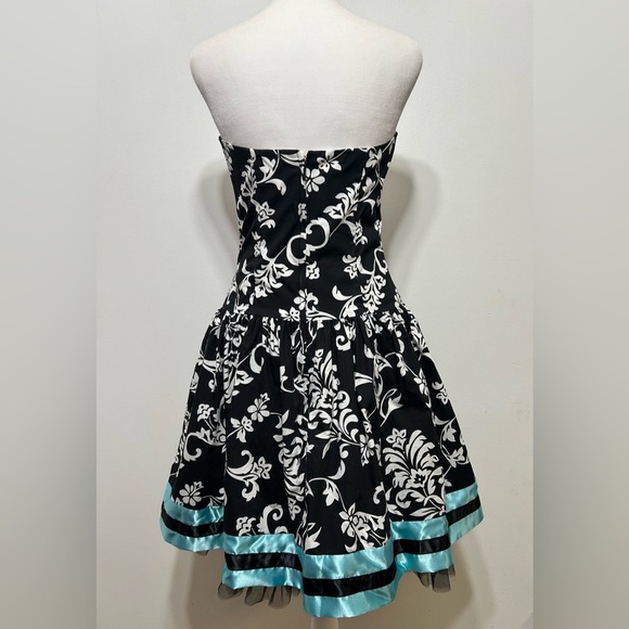 Jessica McClintock Gunne Sax Y2K Strapless Floral Damask Homecoming Dress - Picture 4 of 12